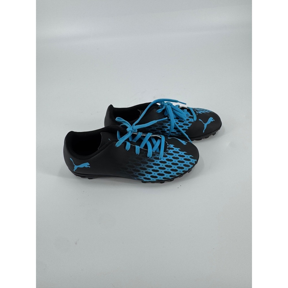 Puma Kids Indoor Soccer Cleats Black Blue Boys Girls Athletic Shoes Size 3C